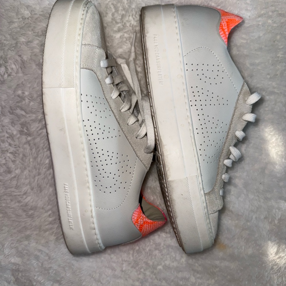 P448 White Sneakers with Vibrant Orange Accent